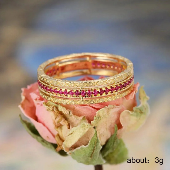 Retro Gemstones Around Eternity Zircon Vintage Ring for Woman, VP1349 - Picture 2 of 6